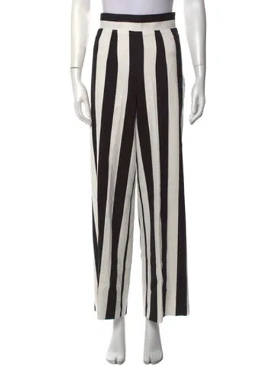 Pre-owned Sergio Hudson Striped Wide Leg Pants In Black