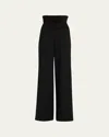 Sergio Hudson Suede Cummerbund Wide-leg Pants In Black