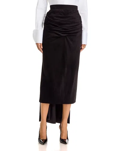 Sergio Hudson Suede Sash Midi Skirt In Black