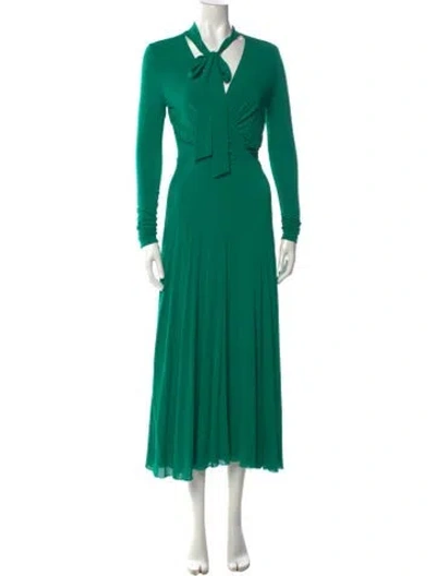 Pre-owned Sergio Hudson Tie Neck Long Dress In Green
