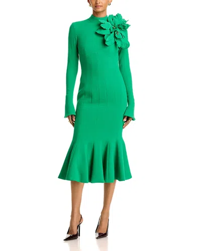 Sergio Hudson Tulip Wool Crepe Midi Dress In Green