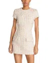 Sergio Hudson Tweed Mini Dress In Yellow Wool