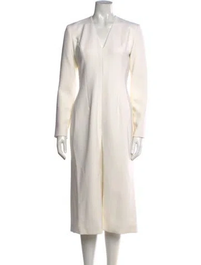 Pre-owned Sergio Hudson V-neck Long Dress In Neutrals