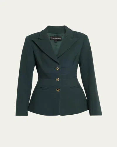 Sergio Hudson Waisted Single-breasted Jacket In Green