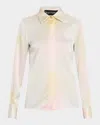 Sergio Hudson Watercolor Button-down Silk Blouse In Multi