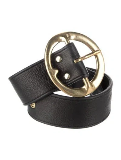 Pre-owned Sergio Hudson Wide Leather Waist Belt In Black