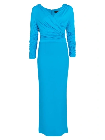 Sergio Hudson Women's Gathered Jersey & Crepe Maxi-dress In Turquoise