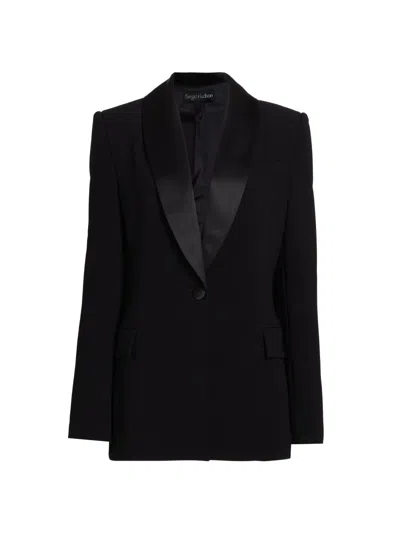 Sergio Hudson Women's Satin Shawl Lapel Blazer In Black