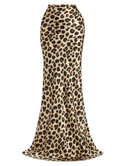 Sergio Hudson Women's Silk Leopard Maxi Skirt In Neutral