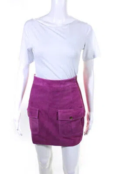 Pre-owned Sergio Hudson Womens Miniskirt With Patch Pockets - Magenta Size 2 In Purple