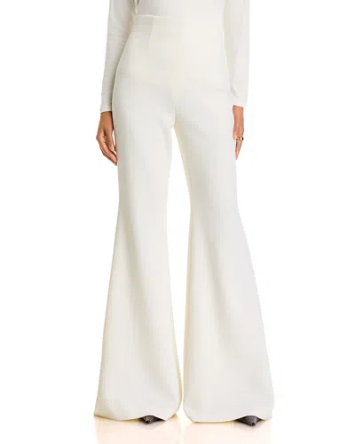 Sergio Hudson Wool Blend High Waisted Flare Pants In White