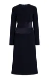 Sergio Hudson Wool Crepe Column Dress In Navy