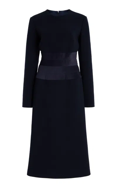 Sergio Hudson Wool Crepe Column Dress In Navy