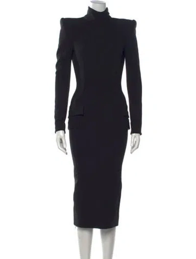 Pre-owned Sergio Hudson Wool Knee-length Dress In Black