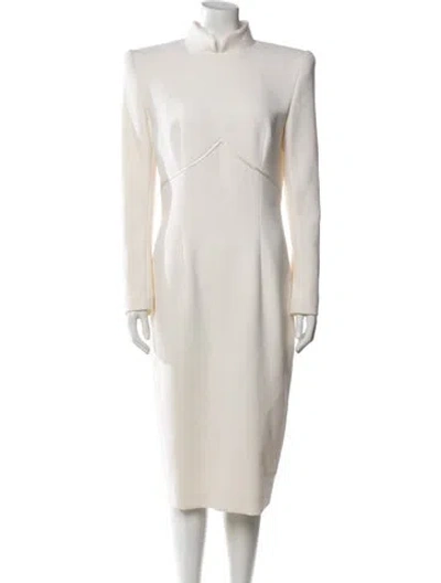 Pre-owned Sergio Hudson Wool Knee-length Dress In Neutrals