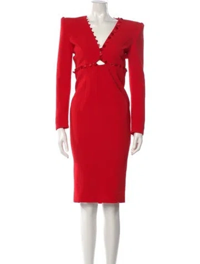 Pre-owned Sergio Hudson Wool Knee-length Dress In Red