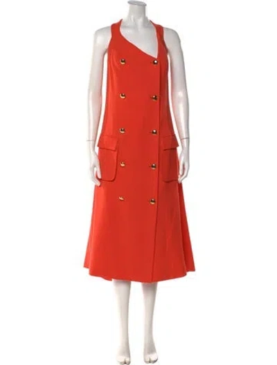 Pre-owned Sergio Hudson Wool Long Dress W/ Tags In Orange