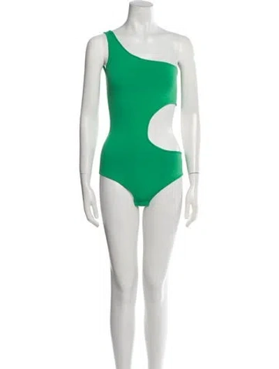 Pre-owned Sergio Hudson Wool One-shoulder Bodysuit In Green