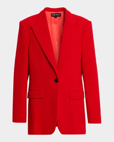Sergio Hudson Wool Stretch Single-breasted Oversized Blazer In Red