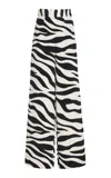 Sergio Hudson Zebra-printed Silk Crepe Wide Leg Pants In Animal Print