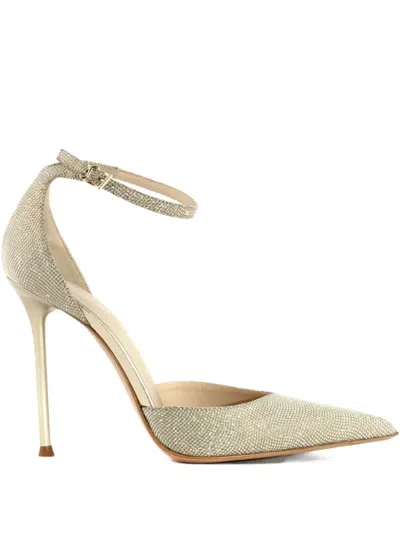Sergio Levantesi 110mm Lany5 Rhinestone-embellished Ankle-strap Pumps In Yellow