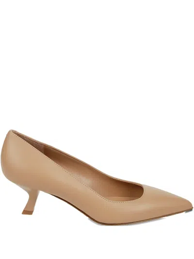 Sergio Levantesi 50mm Carmela Pointed-toe Leather Pumps In Nude