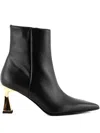Sergio Levantesi 55mm Pointed-toe Gold-heel Boots In Black