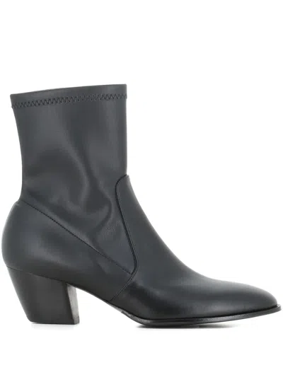 Sergio Levantesi 60mm Block-heel Ankle Boots In Black