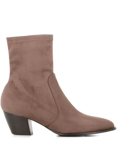 Sergio Levantesi 60mm Pointed-toe Suede Boots In Brown