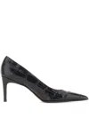 Sergio Levantesi 80mm Grace Crocodile-effect Pumps In Black