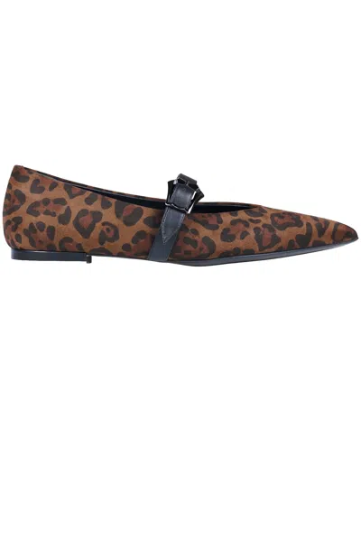 Sergio Levantesi Animal Print Mary Jane Ballerinas In Brown