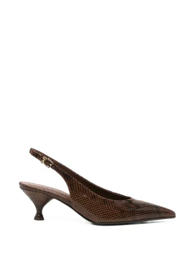 Sergio Levantesi Babila67 Snakeskin-effect Slingback Pumps In Brown