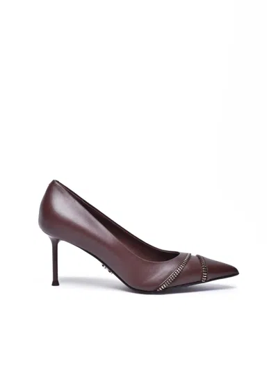 Sergio Levantesi Brown Leather Pumps In Multi