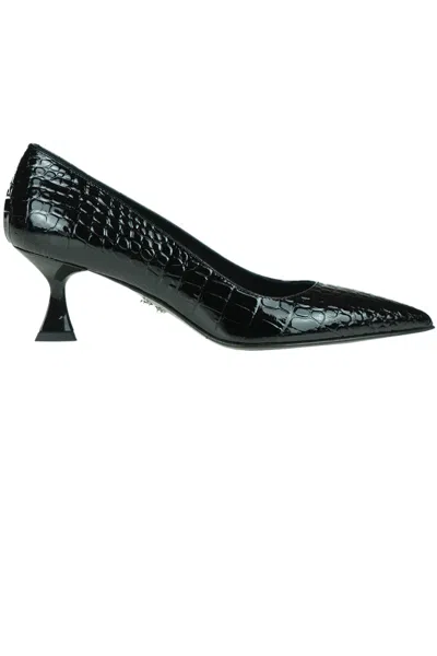 Sergio Levantesi Chenny Crocodile Print Pumps In Black