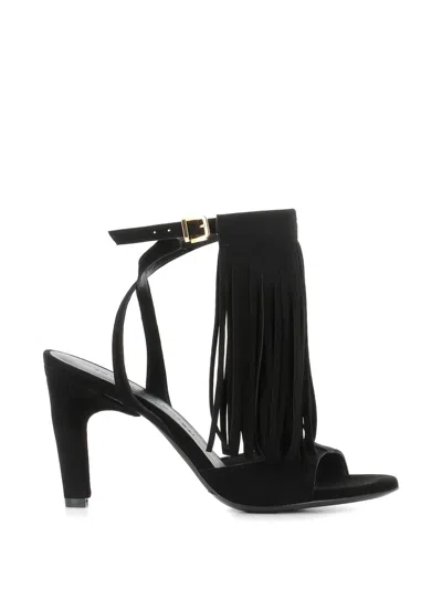 Sergio Levantesi Fringe Sandals In Black