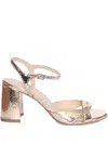Sergio Levantesi Glenda Snakeskin-effect Block-heel Sandals In Gold