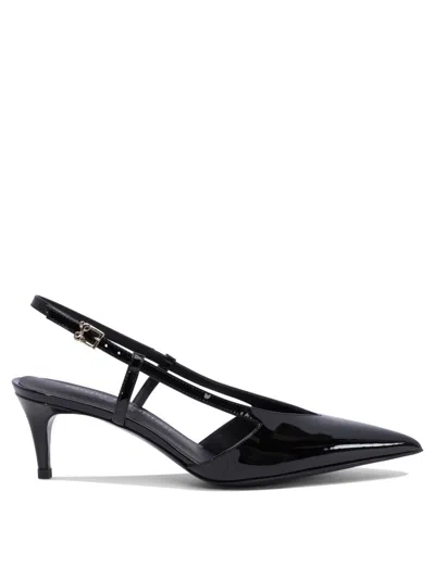 Sergio Levantesi Glossy Leather Slingback Heeled Shoes In Black