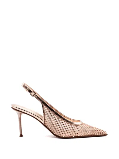 Sergio Levantesi Greta6 Net Embellished Pumps In Gold