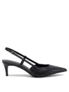 Sergio Levantesi Pointed Toe Slingback Heeled Shoes In Leather In Black