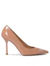Sergio Levantesi Glossy Patent Leather Pink Heeled Pumps In Brown