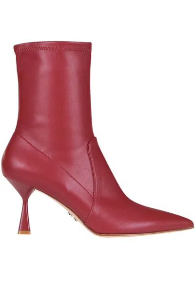 Sergio Levantesi Leather Sock Ankle Boots In Red