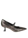 Sergio Levantesi Metallic Mary Jane Pump With Pointed Toe In Brown