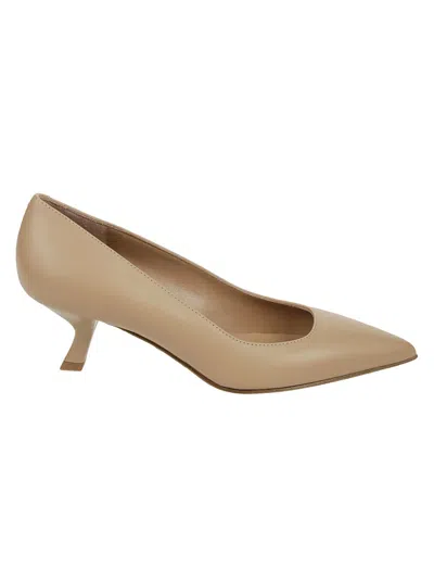 Sergio Levantesi Nude Leather Decollete Pumps With Pointed Toe In Brown