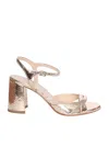 Sergio Levantesi Glenda Snakeskin-effect Block-heel Sandals In Metallic