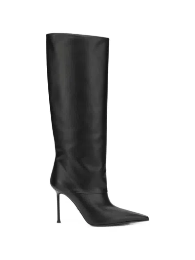 Sergio Levantesi Paprika Pointed-toe Leather Boots In Black