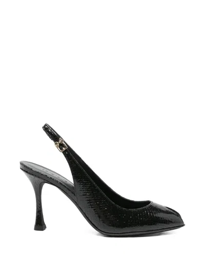 Sergio Levantesi Peep-toe Slingback Sandals In Black