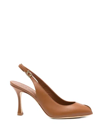Sergio Levantesi Peep-toe Slingback Sandals In Brown