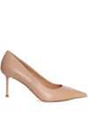 Sergio Levantesi Pointed-toe Pumps In Smooth Leather In Neutral