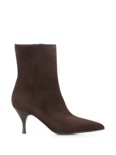 Sergio Levantesi Pointed-toe Suede Ankle Boots In Brown