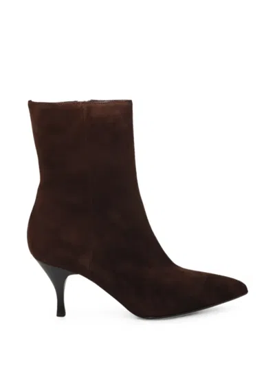 Sergio Levantesi Pointed-toe Suede Ankle Boots In Burgundy